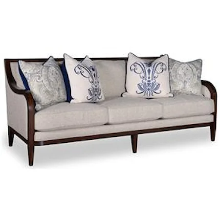 3 Seat Sofa with Tapered Legs and Exposed Wood Arms